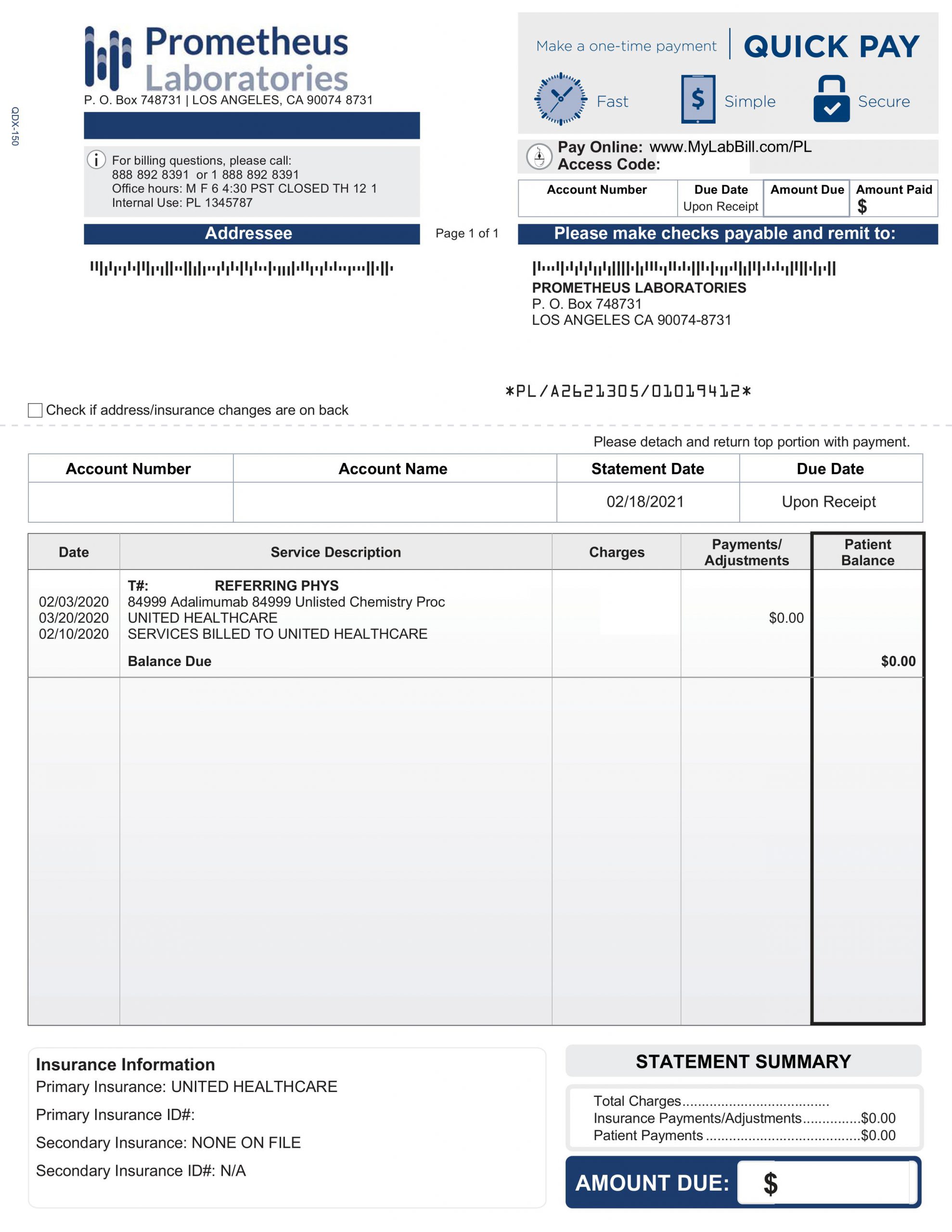 Quick Pay – Prometheus Laboratories