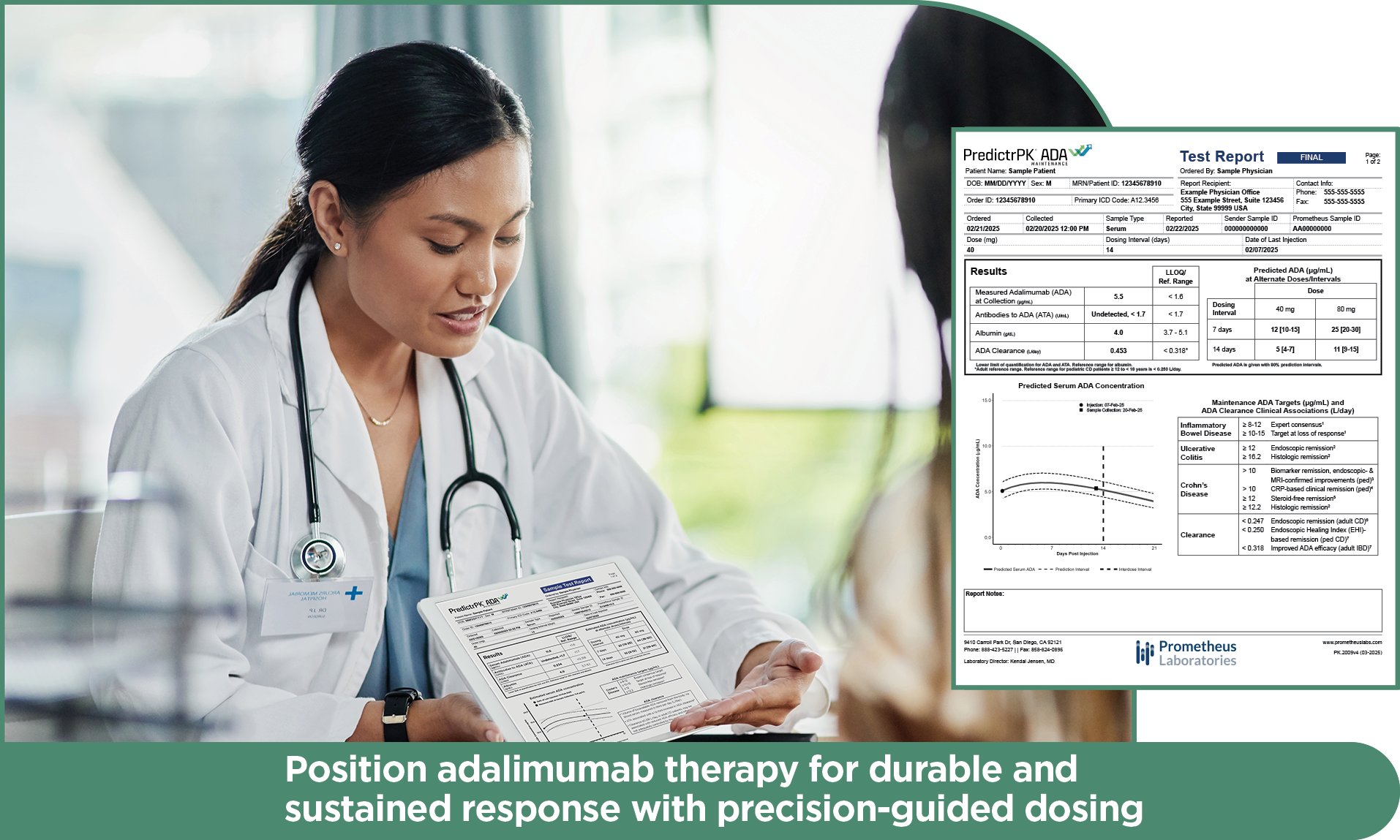 Doctor going over PredictrPK ADA report with a patient.